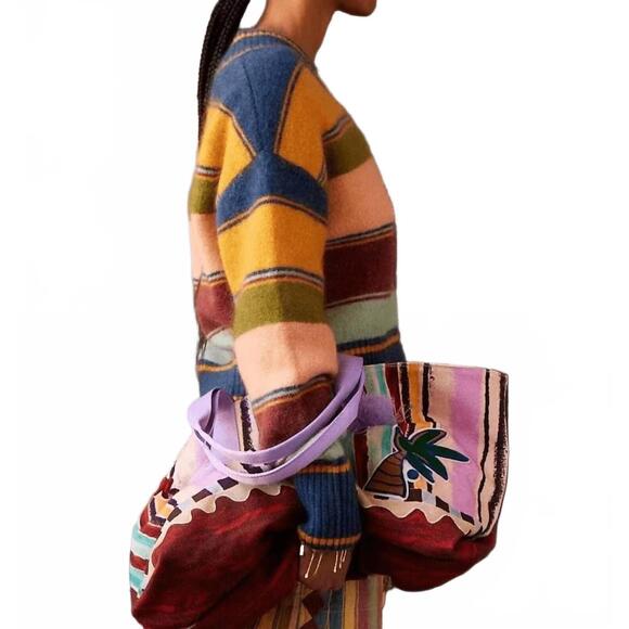 NEW ALEMAIS dusk v-neck knit sweater in stripe - Picture 3 of 4